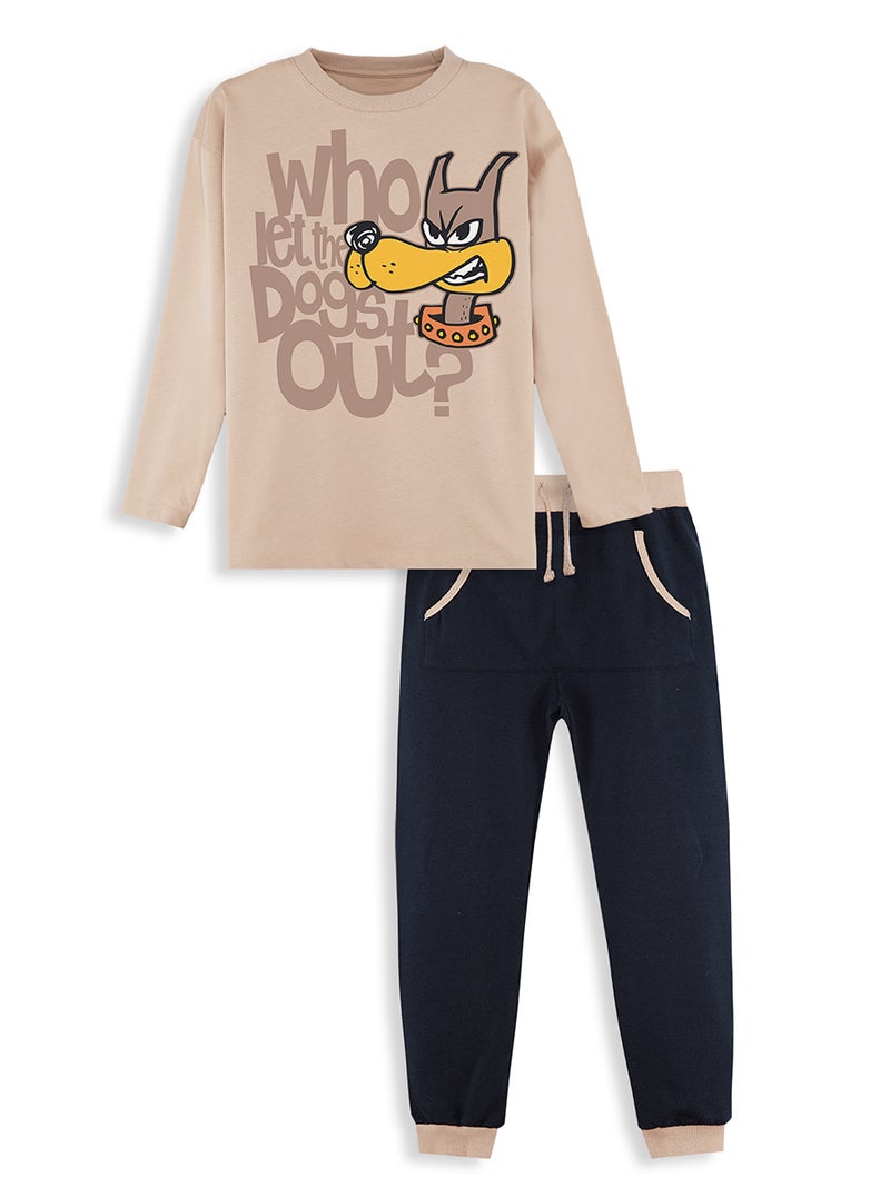 Denokids Who Boy Khaki T-shirt Pants Set - Image 3